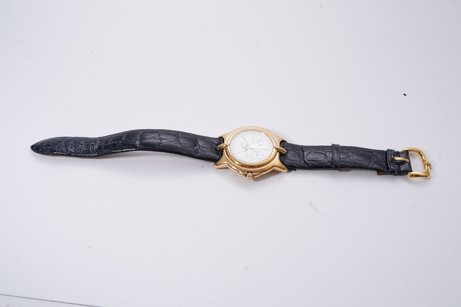 A gentleman's early 2000's 18ct gold Bertolucci Pulchra Calendar Moonphase quartz wrist watch